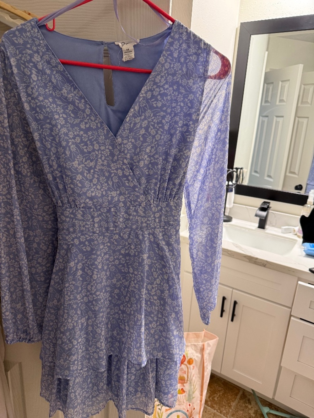 Blue floral long sleeve dress